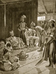 Sir James Brooke à Bornéo, 1842, illustration de 