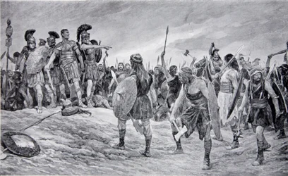 Vespasien sauvé par son fils Titus, illustration de 