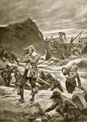 Échoué aux Bermudes, 1609, illustration de 