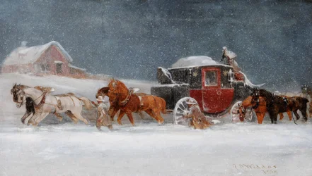 Diligence dans une tempête de neige