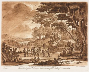 Liber Veritatis : No. 108, Paysage avec satyres et nymphes dansant
