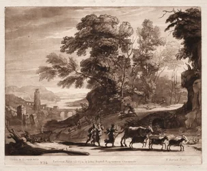 Liber Veritatis : No. 34, Paysans avec du bétail attaqués par des bandits, 1774