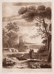 Liber Veritatis : No. 50, Une scène de rivière avec Tobie et l