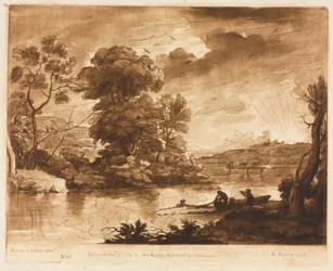 Liber Veritatis : No. 68, Un Paysage au Coucher du Soleil avec Pêcheurs Tirant un Filet