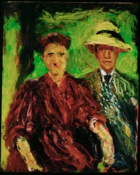 Couple dans un paysage (peinture sur toile)