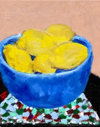 Nature morte avec citrons dans un bol bleu, 2021
