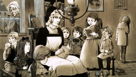 Une "Dame école" des années 1830 (gouache sur papier)
