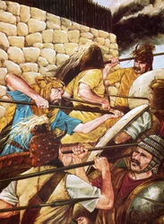 Guerriers mycéniens combattant