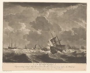 Navires de guerre sur de hautes vagues