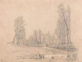 Un ruisseau boisé et une ferme en Normandie