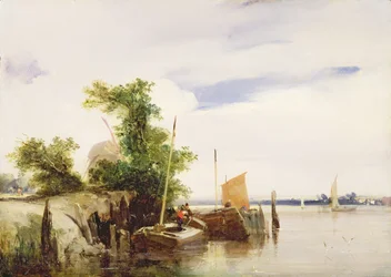 Barges sur une rivière, c.1825-26