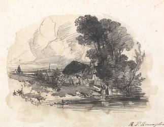 Arbres et un cottage près d