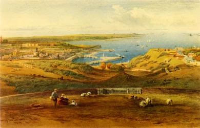 Vue générale de Guernesey depuis Port George, 1850, 1946