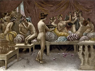 Illustration de Richard Ranft (1862 - 1931) pour Lucien de Samosate (125 env. - 192) : les courtisanes