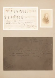 Citation musicale autographe montée avec une carte de visite photographique de Wagner et une note de provenance