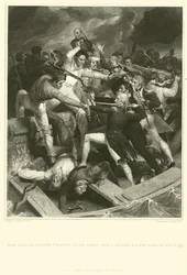 Conflit du contre-amiral Nelson dans sa barge avec un lancement espagnol