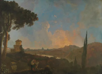 Vue du Tibre avec Rome au Loin