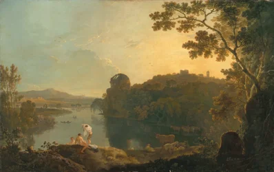 Scène de rivière : baigneurs et bétail, vers 1763-65