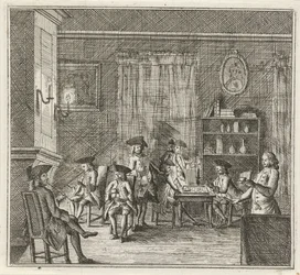 Intérieur avec diverses figures L