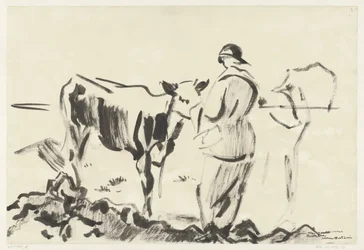 Femme avec un veau