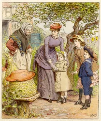 Mère et enfants près d