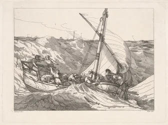 Bateau dans une tempête en mer