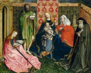 Madonna avec enfant et saints dans un hortus conclusus