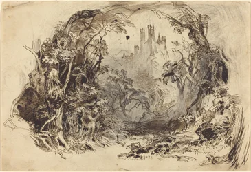 Château sur une colline (décor pour "La Belle au bois dormant et la Bête"?)