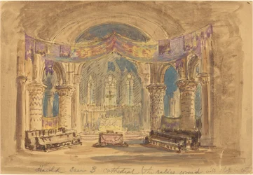 "Harold Scène 3 Cathédrale (Les reliques couvertes de tissu au centre)"