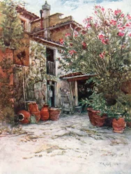 Une ferme toscane (lithographie couleur)