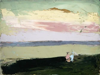 Scène côtière au coucher du soleil