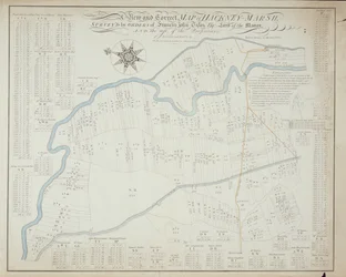 Nouvelle et correcte carte de Hackney Marsh, 1745