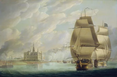 Nelson forçant le passage du détroit, 30 mars 1801, avant la bataille de Copenhague
