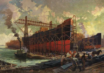 Construction navale à Ashbridges Bay, Toronto, 1918