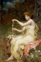 "Les guirlandes de marguerites" (Making Daisy Chains). Peinture de Robert Fowler (1853-1926) Collection privee