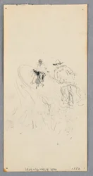 Dessin, Mur extérieur : Baie, balcon et corniche (recto) ; deux personnages et lignes non identifiées (verso), 1882