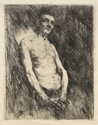 Figure masculine à demi nue, années 1800.