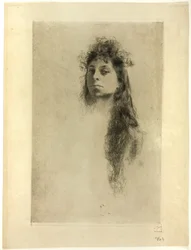 Tête de femme aux cheveux longs