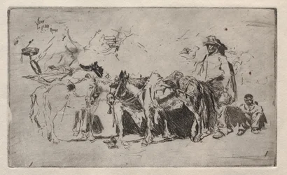 Hommes et ânes, Rome, 1880