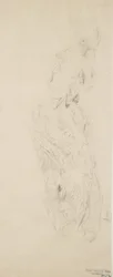 Esquisse de femme en robe à fleurs, possiblement pour la fresque Moods to Music