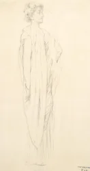 Étude de figure féminine drapée pour la fresque Moods to Music