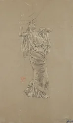 Étude de figure féminine pour la fresque Moods to Music