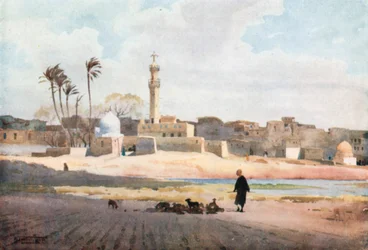 Le village de Salamun (lithographie couleur)