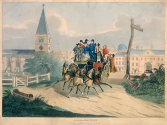 Départ de la diligence, début du 19e siècle
