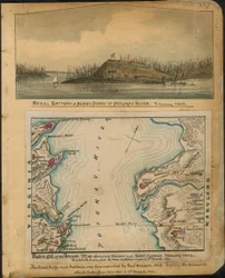 Blocus du Potomac. Carte montrant les batteries de l