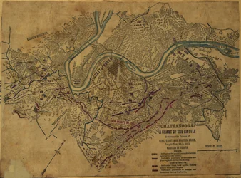 Chattanooga Un tableau de la bataille entre les forces des Gens. Grant et Braxton Bragg, du 24 au 5 novembre 1863. LOC gvhs01.vhs00275