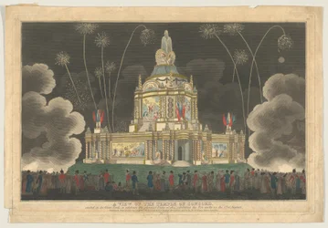 Vue du Temple de la Concorde Érigé dans le Green Park, pour Célébrer le G..., 9 septembre 1814