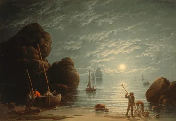 Scène côtière au clair de lune