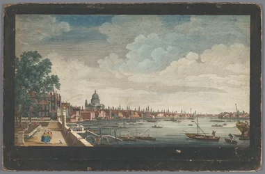 Vue du pont de Londres sur la Tamise à Londres depuis le jardin de Somerset House (Londres)