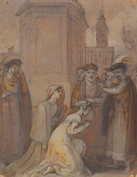 Isabella et Mariana agenouillées devant le duc